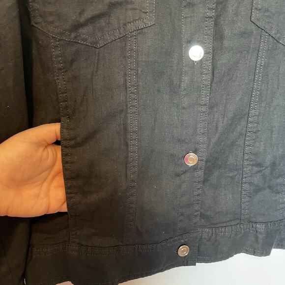 NWT Jones & Co Women's Black 100% Linen Button Up Jacket 3X Plus Size Pockets - Picture 8 of 12